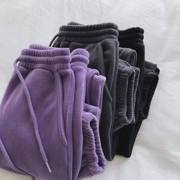 Capris Purple Harem sweatpants women keep warm autumn winter big velvet thick loose jogging leggings allmatch wideleg casual pants