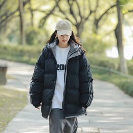 Women's Trench Coats Unisex Winter Couple Cotton Padded Jacket Loose Thickened Stand Collar Bread Coat