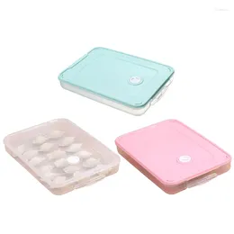 Storage Bottles Refrigerator Single Layer Dumplings Box Stackable Plastic Egg Tray Airtight Kitchen Preservation Container With Lid