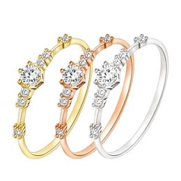New Fashion Women Ring Finger Jewelry Rose Gold Sliver Gold Color Rhinestone Crystal Rings 4 5 6 7 8 9 10 11 Size226S