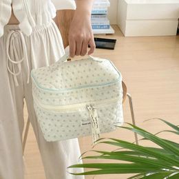 Cosmetic Bags Women Zipper Makeup Bag Travel Organizer Female Cotton Handbag Box Shape Portable Make Up For Girls