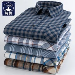 Cotton Flannel Mens Chequered Shirts Long Sleeve Soft Plaid Shirt for Men Leisure Classical Vintage Comfortable Man Clothing 231220