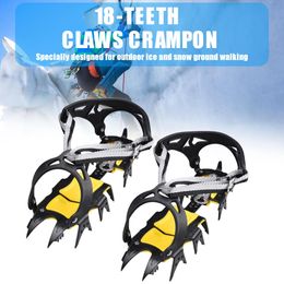 Tools 18/12 Teeth Claws Crampon Winter Snow Spikes Ski Ice ShoeCovers Steel Grippers Cleats Ice Spikes for Snow Climbing Hiking