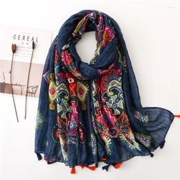 Scarves Beautiful Bohemian Style Winter Long Scarf Bandana Shawl Hijab Tassel Lady High Quality Wrap Pashmina Stole Bufandas 90 180cm