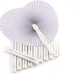 Favour Party Favour 50pcs White Folding Fans Blank DIY Painting Crafts Heart Shape Paper Hand Fan For Wedding Birthday Decoration Guest Gi