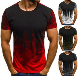 EBAIHUI Men Fitness Compression TShirt Casual cotton Black and red gradient High quality Slim shirt Men Fashion Tee tops CG0028009907