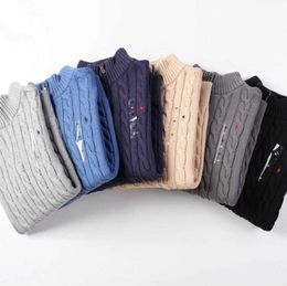 New Mens Designer Polo Sweater Fleece ralphs Shirts Thick Half Zipper High Neck Warm Pullover Slim Knit Knitting Lauren Jumpers Small horse Brand Cotton Sweatshirt8