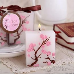 50PCS Cherry Blossom Candle Favors Bridal Shower Wedding Giveaways Anniversary Souvenirs Party Gifts310M