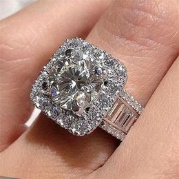 Choucong Unique Brand Wedding Rings Luxury Jewelry 925 Sterling Silver Fill Round Cut White Topaz CZ Diamond Gemstones Eternity Wo201Z