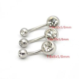 Double Clear CZ Gem Belly button rings Navel Bar Fashion Body Piercing Jewellery 14G 316L Surgical Steel Crystal Women Whole1933