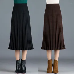 Skirts 2023 Autumn Winter Women High Waist Screw Thread Loose Skirt Elegant Warm S Fashion Sweater Knitted Half Length T825