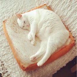 Toast Bread Cat Bed Pet Sleeping Cushion Dog Beds Warm Puppy Kitten Nest Mattress Pet Mat Kennel Mattress Dog Accessories 231221