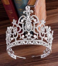 Luxury MultiColor Crystal Hollow Out Bridal Tiaras Crown Wedding Hair Jewellery Accessories Big Bride Diadem for Women Girls VL J014836045