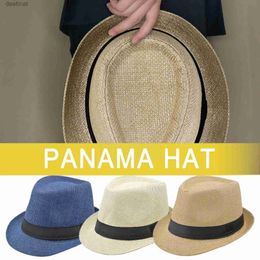 Wide Brim Hats Bucket Hats Unisex Trilby Gangster Beach Straw Hat Band Hat Straw Hat For Women Men Summer Beach 2025 Summer Hats Y6i7L231221