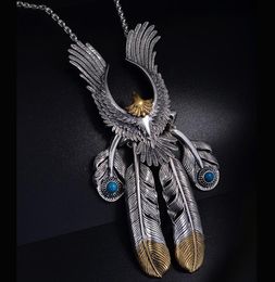 Chains Angel039s Wish Goro Takahashi Style Silver Feather Long Necklace Star Same Eagle Male Personality2795322