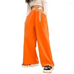 Trousers Girls Fashion Elastic Waist Sport Spring Casual Side Tether Design Wide Leg Pants Teens Clothes Loose Sweatpants 4-14 Y