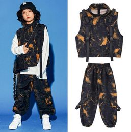 Stage Wear Hip Hop Dance Costumes For Boys Camouflage Vest Pants Jazz Dancing Show Outfit Overalls Ballroom Street Rave Clothes BL4369126