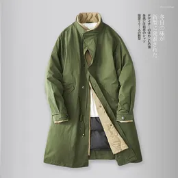 Men's Jackets Winter Japanese Retro Long Windbreaker Jacket Army Green Coat Plus Size Parka Autumn Puffer Overcoat