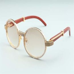 2021 New wood small diamond sunglasses 7550178-B1 High quality whole wrapped frame size 55-22-135mm270G