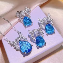 Pendants Real 925 Sterling Silver Necklaces Pure Sapphire Jewelry Gemstone Pendant Women Collares Mujer Naszyjnik