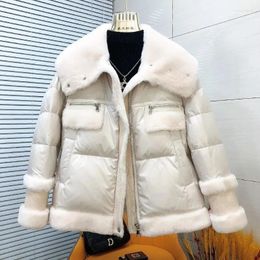 Women's Trench Coats Winter Lamb Fur Coat Womens Thick Faux Leather Sheepskin Streetwear Waterproof Jacket Female Shearling Bomber