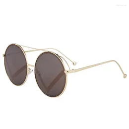 Sunglasses 2023 Round Metal Frame Women Punk Unique Ladies Glasses Fashion Model Brand Shades Female Beach Party UV400