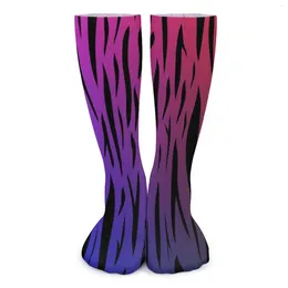 Women Socks Black Tiger Print Stockings Animal Stripes Graphic Fashion Spring Anti Bacterial Female Running Sports Soft