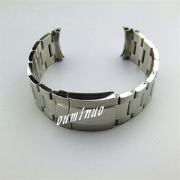 20mm NEW Pure Solid 316L Curved end Stainless steel Silver Polished Brushed Finished Watch Bands Bracelets for SOLEX watch283Q
