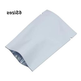 White 100 Pcs Open Top Mylar Foil Bags Tear Notches Aluminium Foil Food Storage Pouch for Snack Spices Candy Vacuum Heat Seal Sample Pac Tvrc