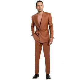 Men's Double Breasted Buttons Lapel Tuxedo 2 Pieces Jacket Pants Suit for Formal Party Prom Business 231220