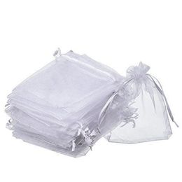 100 PCS lot WHITE Organza Favour Bags Wedding Jewellery Packaging Pouches Nice Gift Bags FACTORY315G