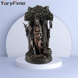 YuryFvna 16cm Resin Statue Greece Religion Celtic Triple Goddess Maiden Mother and the Crone Sculpture Figurine 220112326N