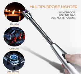 Pulse Arc Lighter Electric Windproof BBQ Lighters USB Chargeable Metal Hose Kitchen Cooking8758195
