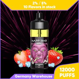 Germany Shipping 12000 Puffs Disposable E cigarettes Vapes Pod Device 650mAh Battery 16ml Prefilled Cartridge Stick Puff 12k Bar 2% Nic 5% Flavor Vape