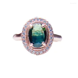 Cluster Rings Natural Real Dark Green Sapphire Ring 5 7mm 1ct Gemstone 925 Sterling Silver Fine Jewelry T236181