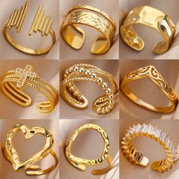 Stainless Steel Rings for Women Aesthetic Sunflower Gold Plated Wedding Couple Ring Jewelry Vintage Accessories 231221