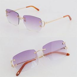 Whole Sell Rimless Fashion Sunglasses Woman Metal Square Adumbral Sunglass Luxury Diamond set glasses Designer Diamond Moissan205r