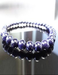 MG1189 Mens 6 MM Natural Blue Sand Beaded Bracelet Galaxy Blue Sun Sitara Stone Bead Bracelet for MEN4751435