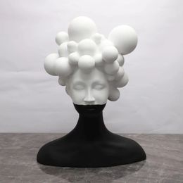Modern Minimalist Art Figure Sculpture Resin Ornaments Model Room Living Room Creative Black and White Girl Soft Decorations 231220