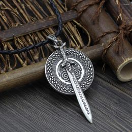 Pendant Necklaces Norse Odin Warrior Sword Shield Viking Necklace For Men Stainless Steel Scandinavian Rune Amulet Jewellery