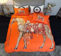 2022 orange bedding sets cover 4 pcs velvet queen bed comforters sets pillow cases luxury king size bed sheet sets home decoration6223568