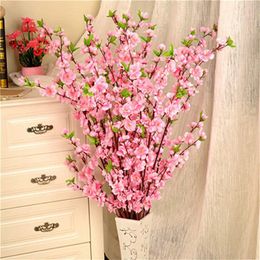 20pcs 65cm Artificial Flowers Peach Blossom Simulation Flower For Wedding Decoration fake Flowers Home Decor282r