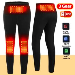 Winter Heated Pants Men Usb Electric Heating Women Plus Velvet Rechargeable Thermal Trousers Warm Clothes Skiing 231220