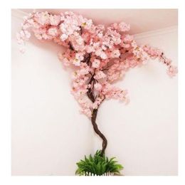 Artificial Cherry tree Vine Fake Blossom Flower Branch Sakura Tree Stem for Event Wedding Deco Decorative262E