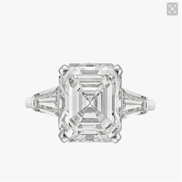 New Real 925 Sterling Silver Luxury Asscher Cut Diamond Wedding Engagement Ring for Women Silver Radiant Cut Ring Jewellery N64248J