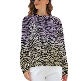 Women's Hoodies Watercolour Zebra Print Hip Hop Oversized Hoodie Womens Long-Sleeve Cute Pattern Casual Sweatshirts