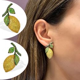 Luxury Cute yellow lemon Shiny Earrings for Women Fine Jewellery Full CZ Bridal Wedding Earrings Jewellery GIFT 231221