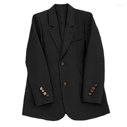 Women's Suits Blazer Office Lady Tweed Single Breasted Coat Vintage Long Sleeve Pockets Female Outerwear Chic Veste Femme