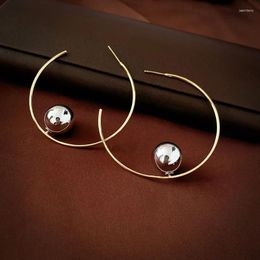 Dangle Earrings European And American Women's Personality Large Circle Ball Ear Ring Niche Metallic