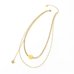Pendant Necklaces 2023 Fashion Kpop Letter M Layered For Women Friends Gold Color Stainless Steel Jewelry Women's